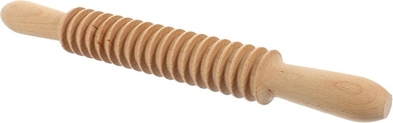 Beech Wood Textured Spaghetti Cutter Rolling Pin 8 5Mm Noodle Maker Pasta Dough Roller - Image 1